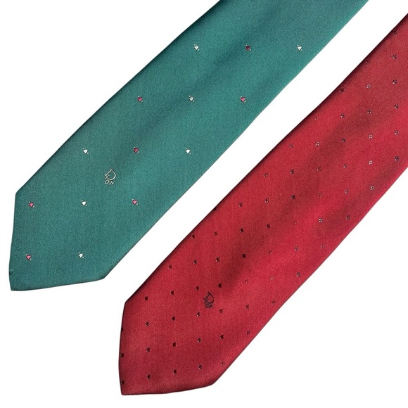 DIOR Vintage 90s Retro Print Ties Made in USA *Set of 2* - Picture 1 of 7